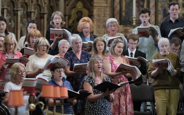 A choir singing.